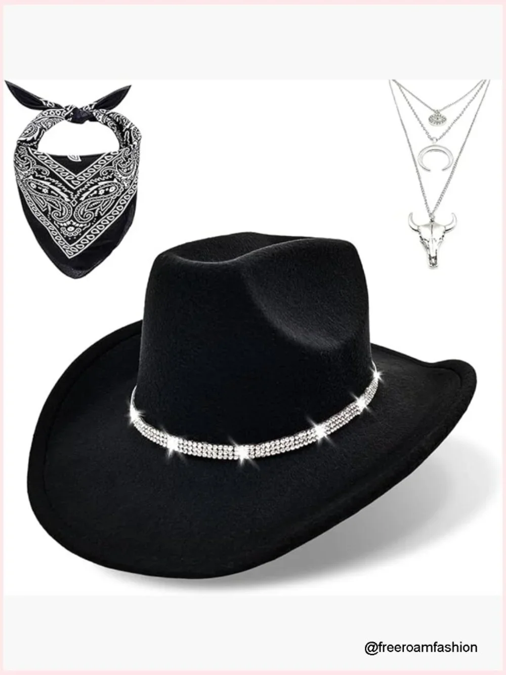 Cowboy Hat Set with Bandana and Cowgirl Necklace